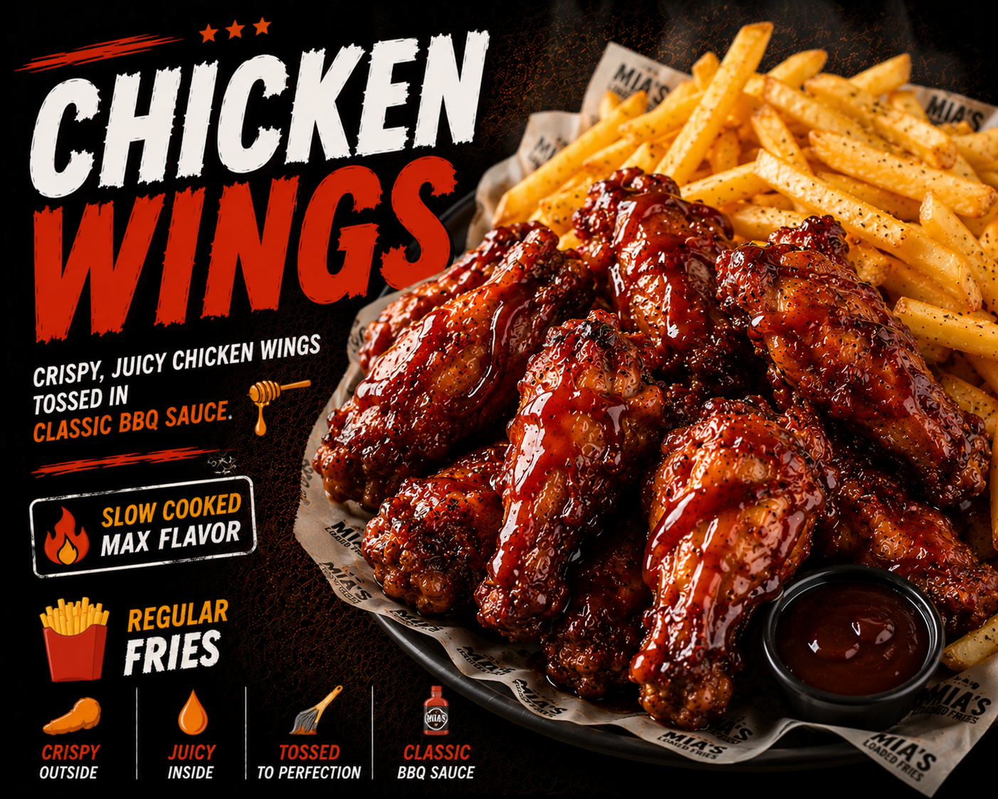 🍗AMERICAN-BUFFALO STYLE CHICKEN WINGS🍯 CLASSIC BBQ SAUCE