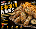 🍗AMERICAN-BUFFALO STYLE CHICKEN WINGS-🍯  GARLIC PARMESAN
