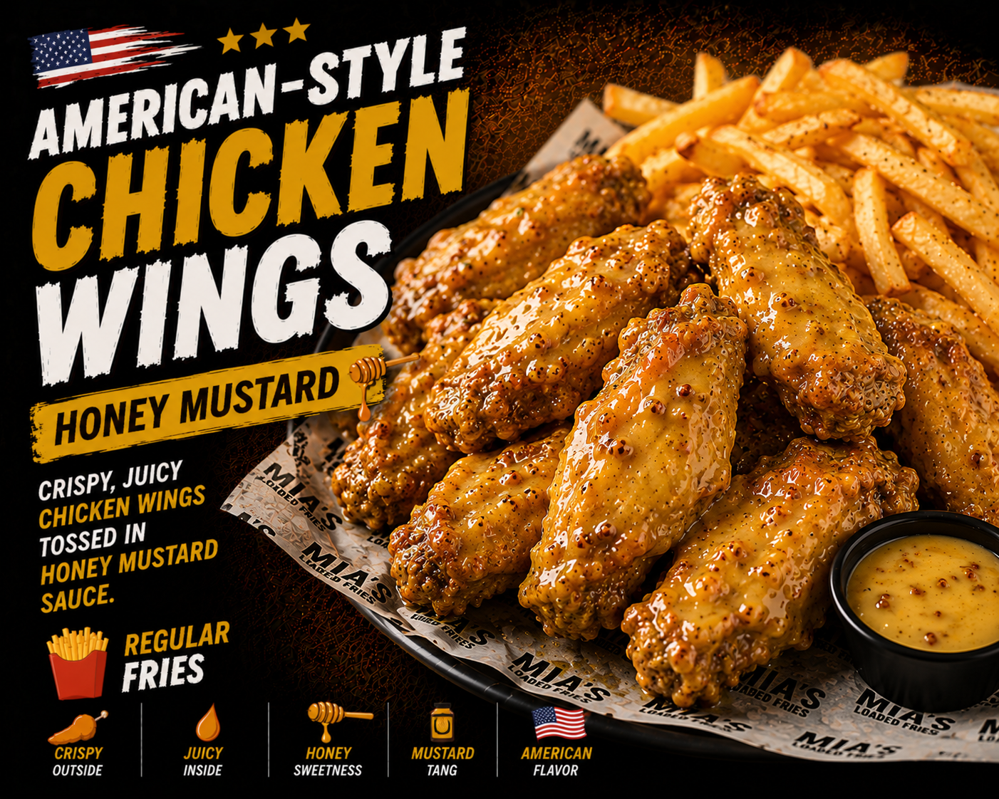 🍗AMERICAN-BUFFALO STYLE CHICKEN WINGS-🍯 HONEY MUSTARD