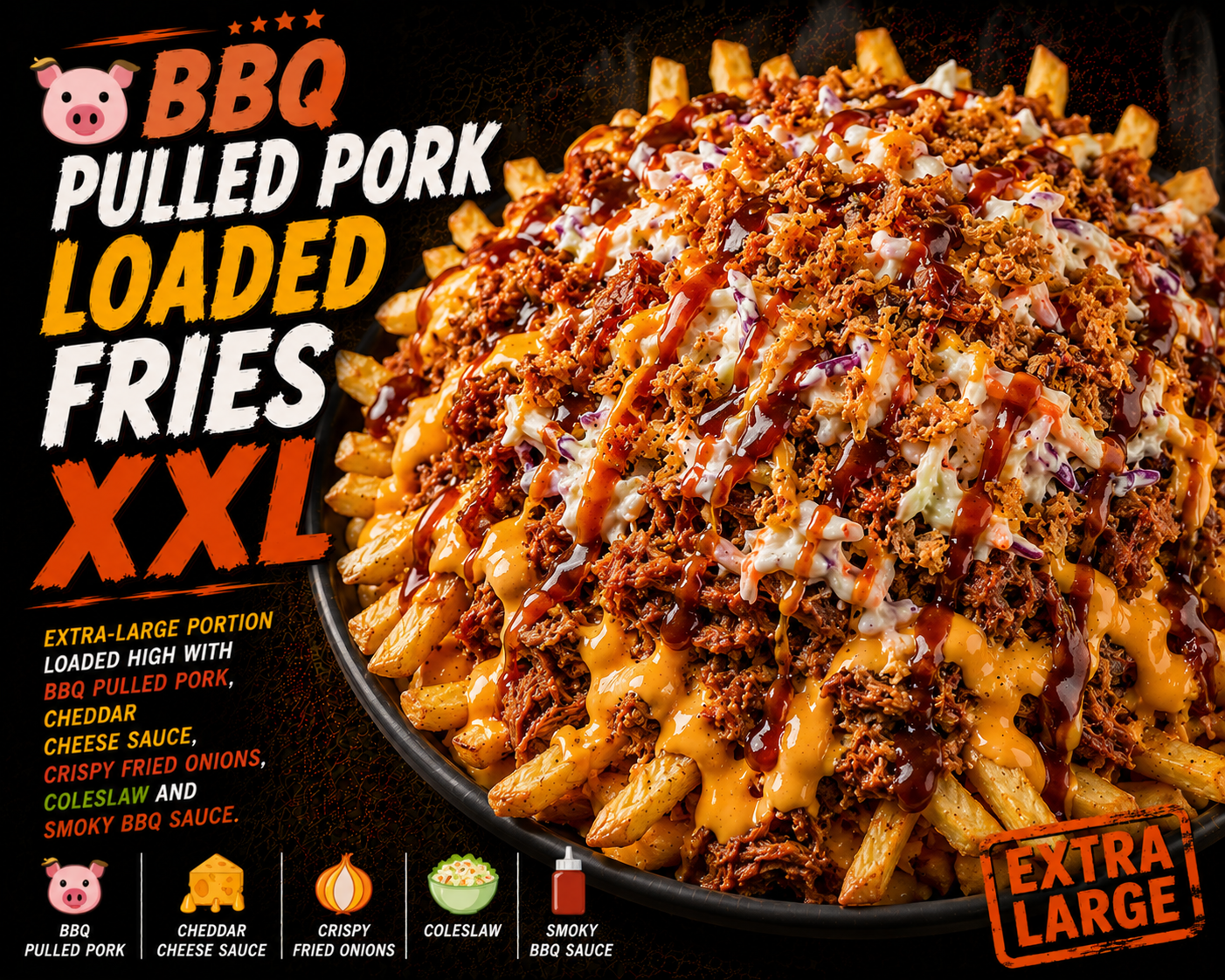 🐷 BBQ PULLED PORK LOADED FRIES XXL
