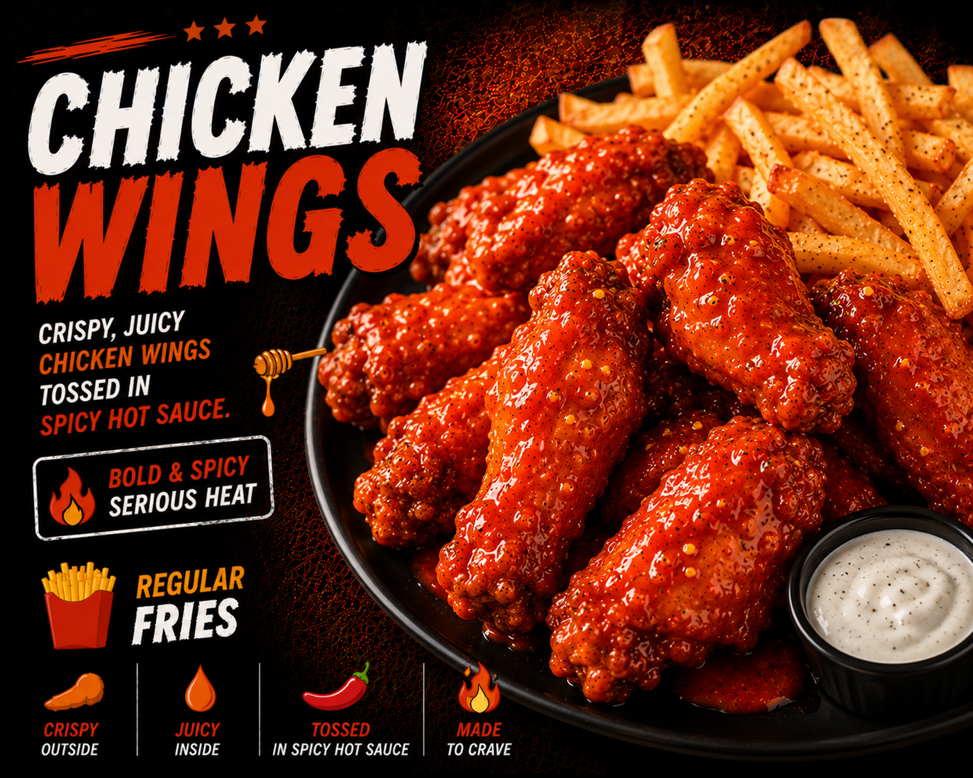 🍗AMERICAN-BUFFALO STYLE CHICKEN WINGS-🍯 SPICY HOT