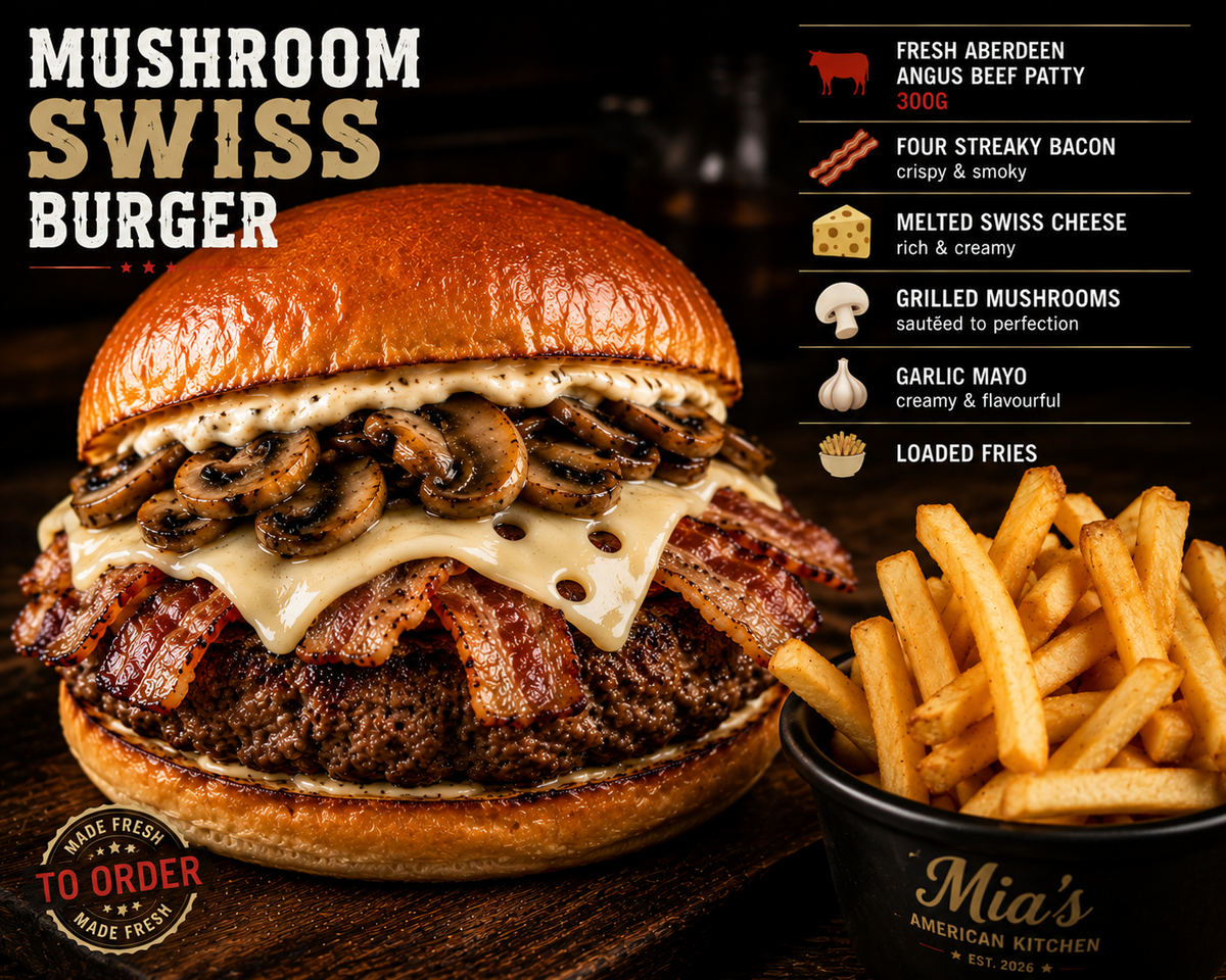 🍄 MUSHROOM SWISS BURGER