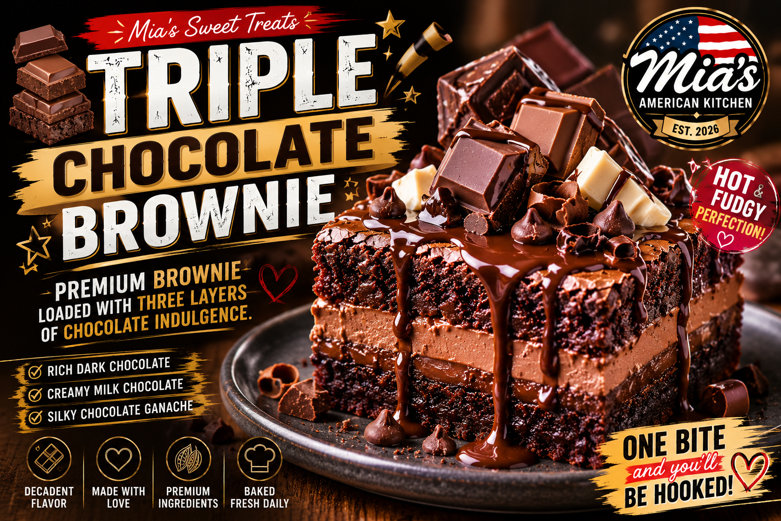 🍫 TRIPLE CHOCOLATE BROWNIE