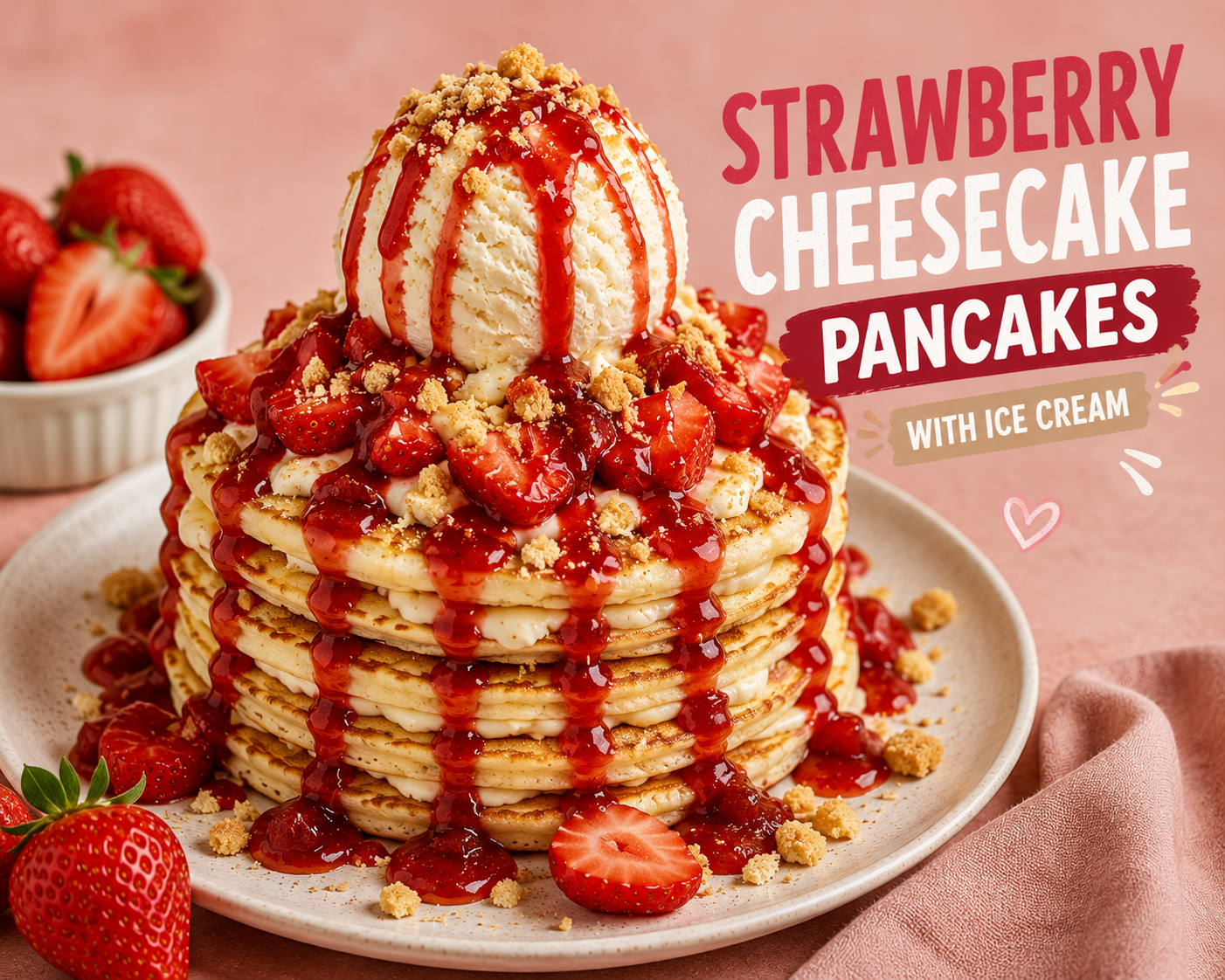 🥞 🍫 🍓 STRAWBERRY CHEESECAKE PANCAKES