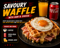 🍖🧀🍳 SAVOURY WAFFLE WITH HAM & CHEESE🧀🧀