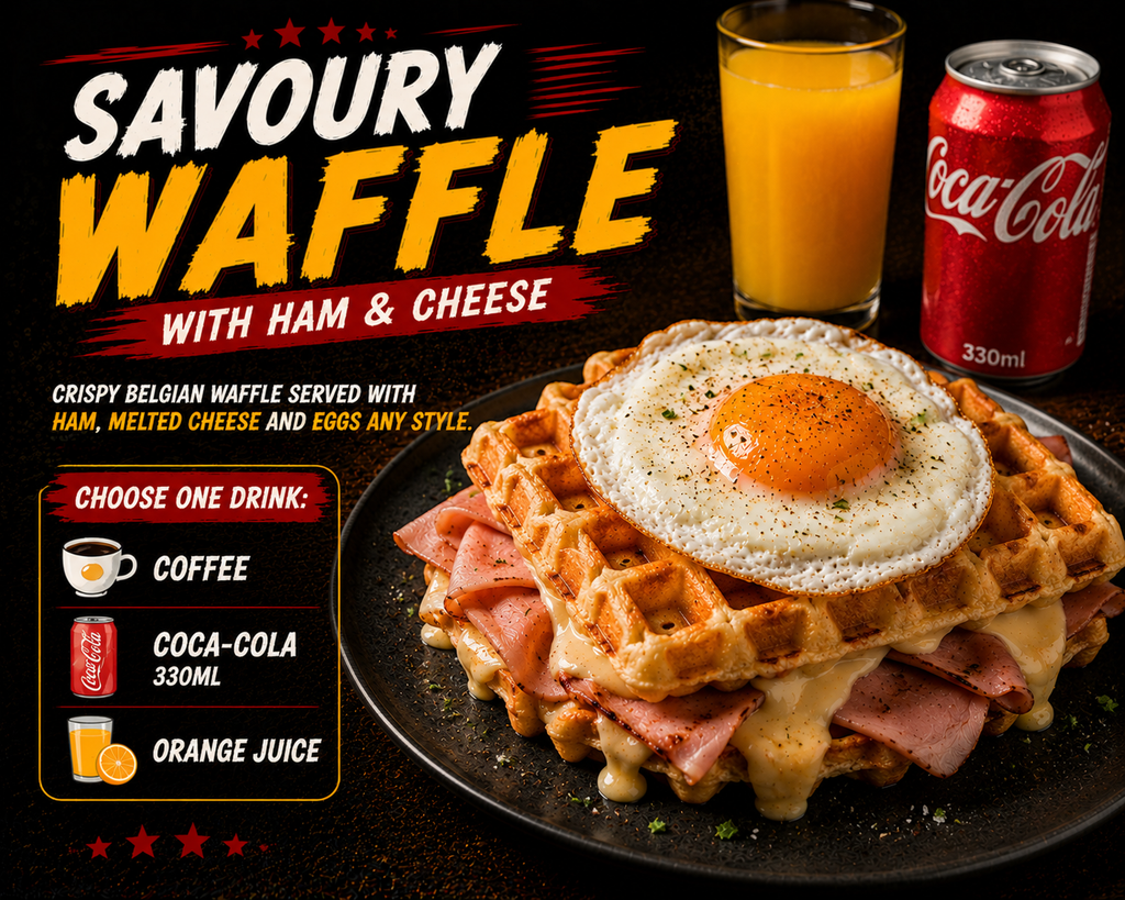 🍯 🍯🍋SAVOURY WAFFLE WITH HAM & CHEESE 🍖🧀🍳