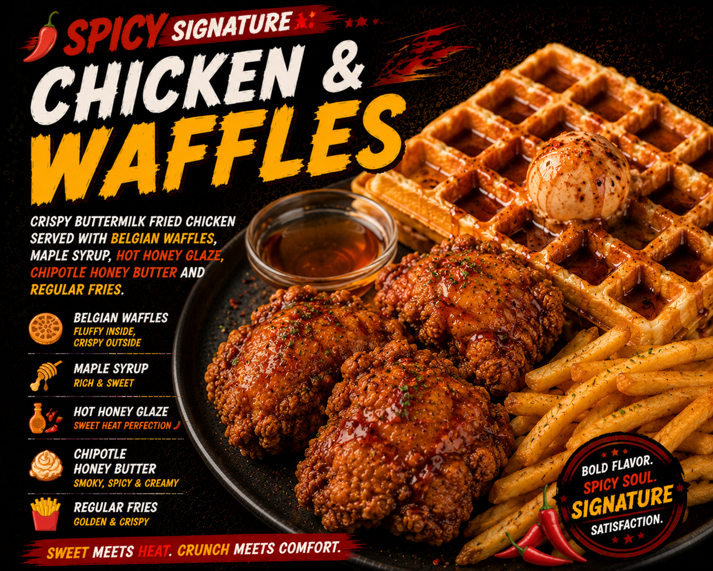 🌶️ SPICY SIGNATURE🐔 CHICKEN & WAFFLES